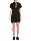 Dkny Sport Women's Two-tone Logo Hooded Minidress In Black