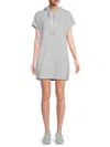Dkny Sport Women's Two-tone Logo Hooded Minidress In Gray
