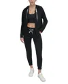 Dkny Sport Women's Two-tone Zip-front Long-sleeve Hoodie In Black