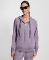 Dkny Sport Women's Two-tone Zip-front Long-sleeve Hoodie In Purple