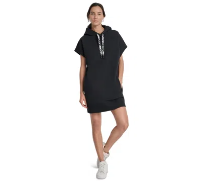 Dkny Sport Women's Two-tone Hooded Mini Dress In Black