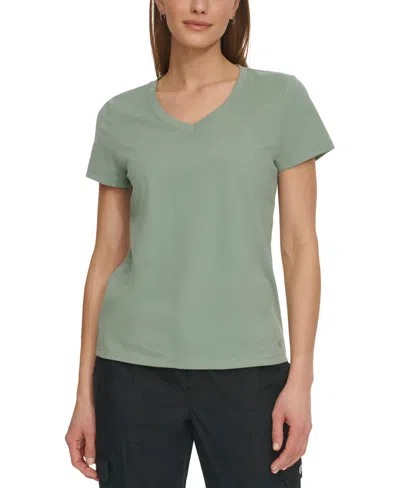 Dkny Sport Women's V-neck Short-sleeve T-shirt In Lily Pad