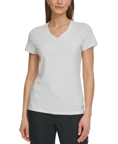 Dkny Sport Women's V-neck Short-sleeve T-shirt In Optic Heather
