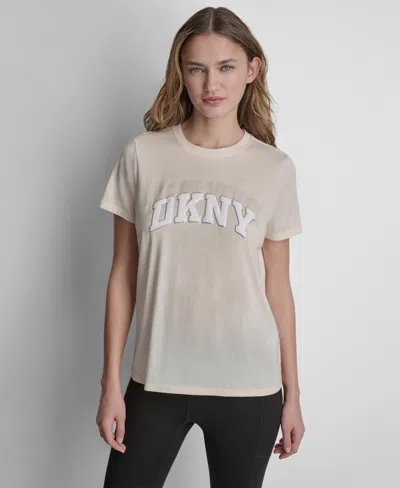 Dkny Sport Women's Varsity Logo Crewneck T-shirt In Neutral
