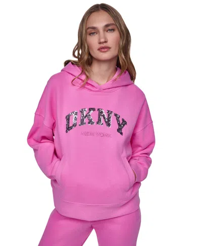 Dkny Sport Women's Varsity Sequin Pullover Hoodie In Multi