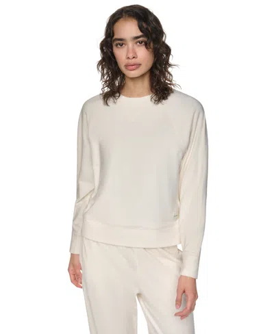 Dkny Sport Women's Velour Raglan Relaxed-fit Pullover Top In Eggnog