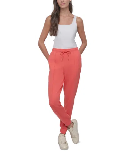 Dkny Sport Women's Zip-cuff High-rise Cotton Joggers In Coral Crush