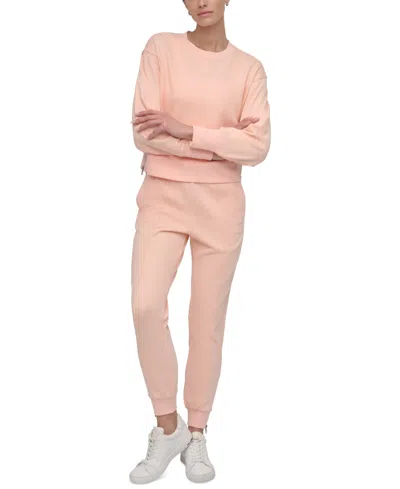 Dkny Sport Women's Zip-cuff High-rise Cotton Joggers In Tropical Peach