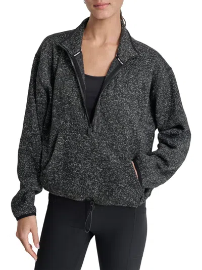 Dkny Sport Women's Zip Up Pullover In Heather Black