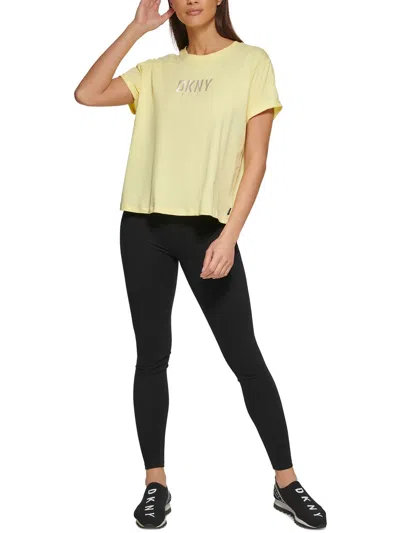 Dkny Sport Womens Fitness Workout Pullover Top In Yellow