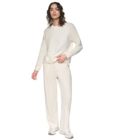 Dkny Sport Womens Ribbed Velour Set In White