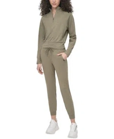 Dkny Sport Womens Space Dyed Half Zip Top Joggers In Gray