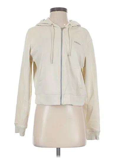 Pre-owned Dkny Sport Zip Up Hoodie In Ivory