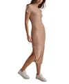 Dkny Sports Bodycon Midi Dress Women's Praline Nighttime Wear Fts664 In Brown