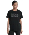 Dkny Sports Women's Rhinestone-logo Drop-shoulder T-shirt