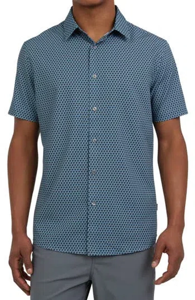 Dkny Sportswear Abel Short Sleeve Button-up Shirt In Blue