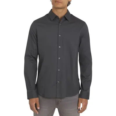 Dkny Sportswear Johnson Stretch Cotton Button-up Shirt In Gray