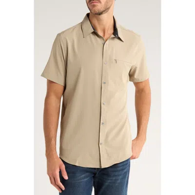 Dkny Sportswear Lenox Short Sleeve Button-up Shirt In Brown