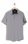 Dkny Sportswear Lenox Short Sleeve Button-up Tech Shirt In Gray
