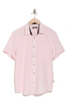 Dkny Sportswear Lenox Short Sleeve Button-up Tech Shirt In Pink