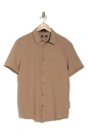 Dkny Sportswear Lenox Short Sleeve Button-up Tech Shirt In Tan