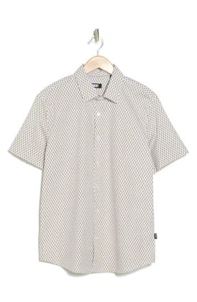 Dkny Sportswear Lonzo Geo Print Short Sleeve Button-up Shirt In Deep Khaki