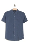 Dkny Sportswear Lorin Short Sleeve Button-down Tech Shirt In Blue Heather