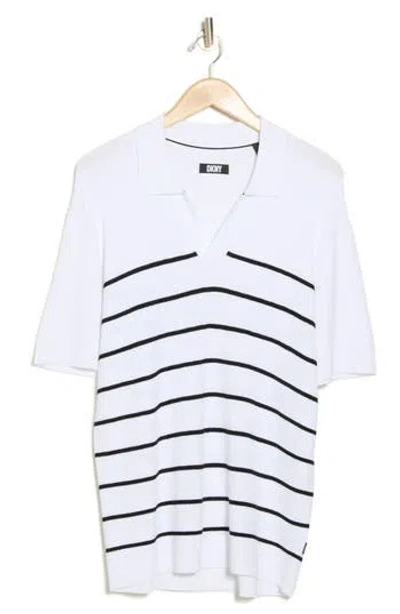 Dkny Sportswear Maren Stripe Sweater Polo In White