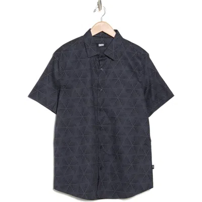 Dkny Sportswear Razi Short Sleeve Stretch Button-up Shirt In Graphite