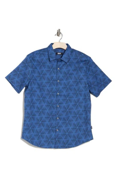 Dkny Sportswear Razi Short Sleeve Stretch Button-up Shirt In Blue