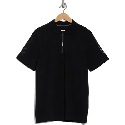 Dkny Sportswear Zach Stretch Cotton Quarter Zip Polo In Black