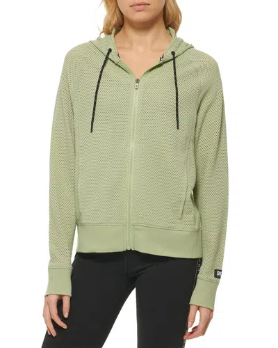 Dkny Sprint Mesh Relaxed Zip Hoodie In Green