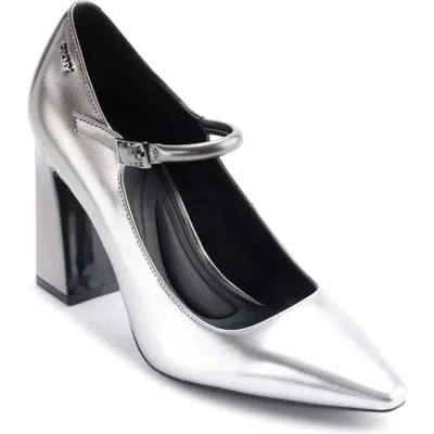 Dkny Spruce Pointed Toe Mary Jane Pump In Pwtr/slver