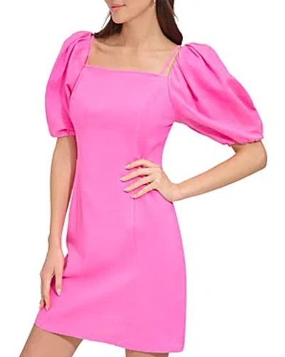 Dkny Square Neck Dress In Shocking Pink