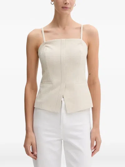 Dkny Square-neck Top In Neutral