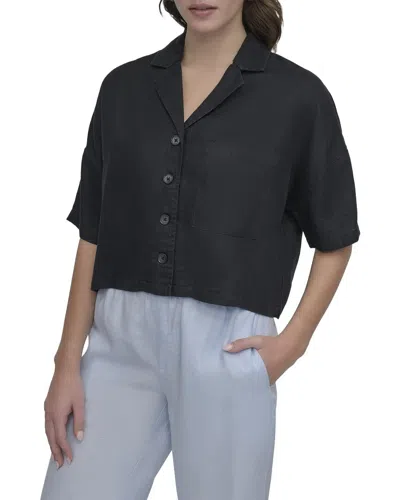 Dkny Linen Shirt In Black