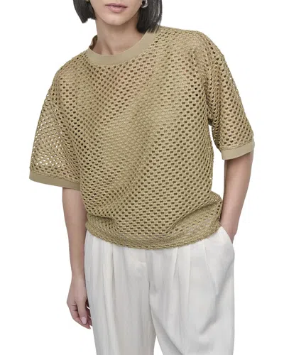 Dkny Crochet Knit Top In Brown