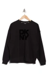 Dkny Stacked Flocked Logo Sweatshirt In Black