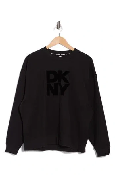Dkny Stacked Flocked Logo Sweatshirt In Black