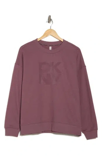 Dkny Stacked Flocked Logo Sweatshirt In Deep Mauve