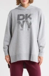 Dkny Stacked Logo Oversize Hoodie In Gray