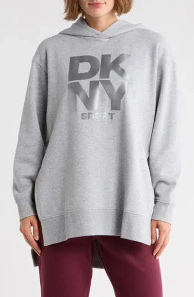 Dkny Stacked Logo Oversize Hoodie In Gray