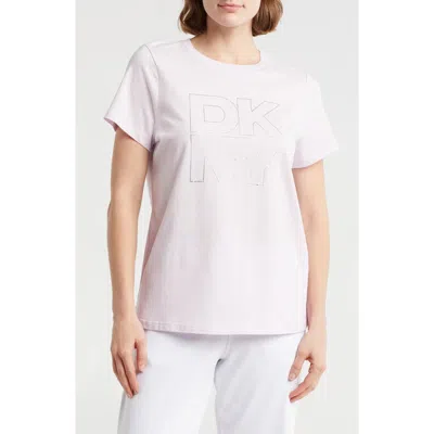 Dkny Stacked Rhinestone Logo T-shirt In Bliss/silver