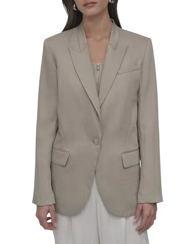 Dkny Stand Collar Peak Lapel Blazer In Neutral