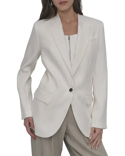Dkny Stand Collar Peak Lapel Blazer In White