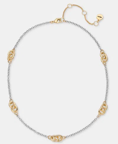 Dkny Stationed Link Collar Necklace, 16" + 3" Extender In Gold