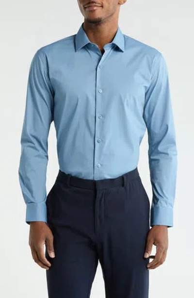 Dkny Steel Solid Stretch Dress Shirt In Blue