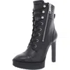 Dkny Steffi Womens Leather Zipper Combat & Lace-up Boots In Black