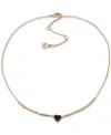 Dkny Stone Heart Pendant Necklace, 16" + 3" Extender In Black