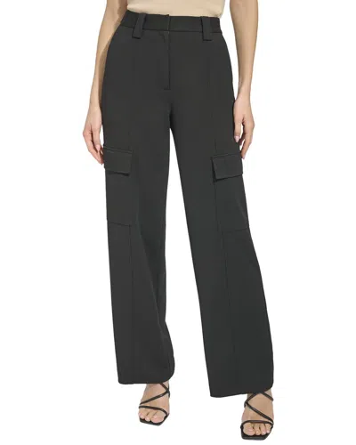 Dkny Straight Leg Crepe Crop Pant In Black